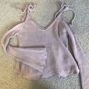 Bell sleeve off the shoulder sweater